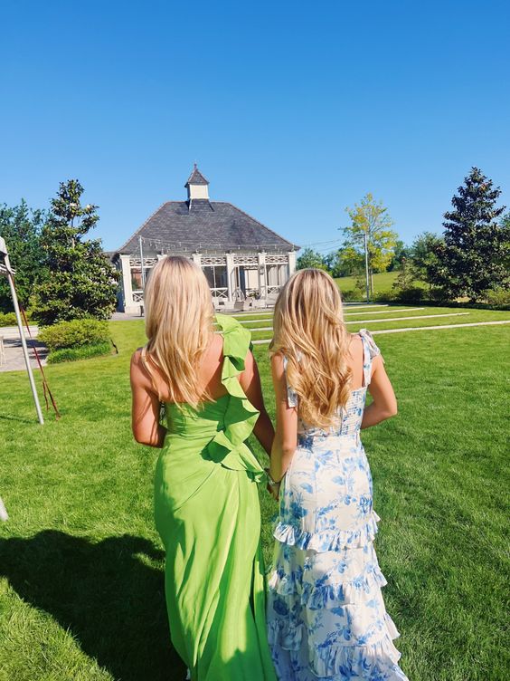 Sexy A line Long Blue Floral Prom Dress Blue and White Party Dresses P PreppyDress Sexy A line Long Blue Floral Prom Dress Blue and White Party Dresses P PreppyDress