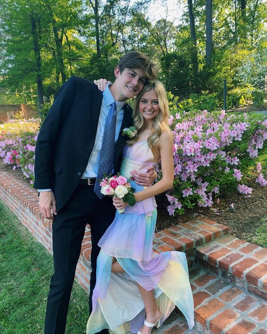 Sexy A line Long Ombre Chiffon Prom Dress Party Dresses P1594