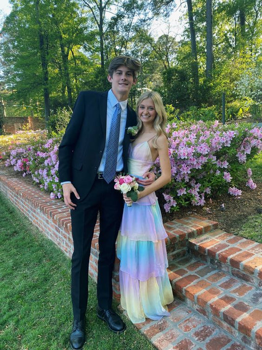 Sexy A line Long Ombre Chiffon Prom Dress Party Dresses P1594