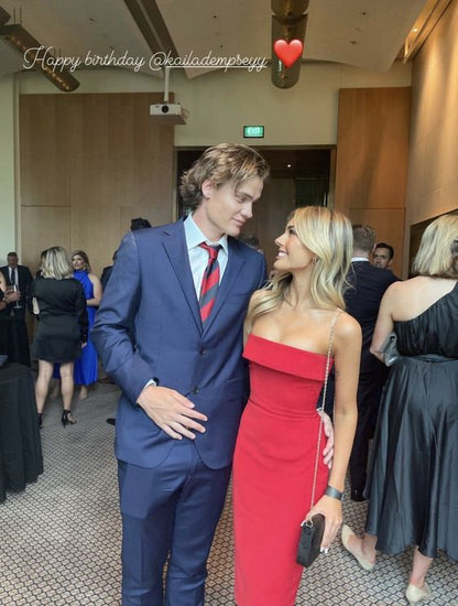 Sexy Meerjungfrau Trägerloses Rotes Langes Ballkleid P1622