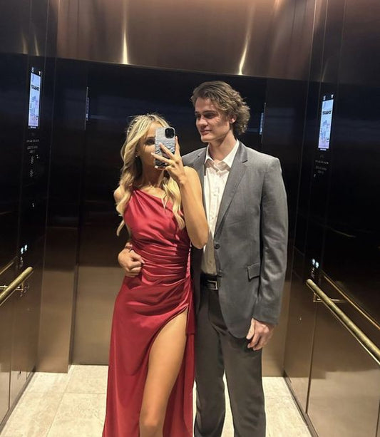 Sexy Mermaid One Shoulder Hot Pink Long Prom Dress P1624