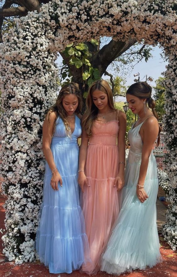 Simple A line Spaghetti Straps Blush Pink Long Prom Dress P1639