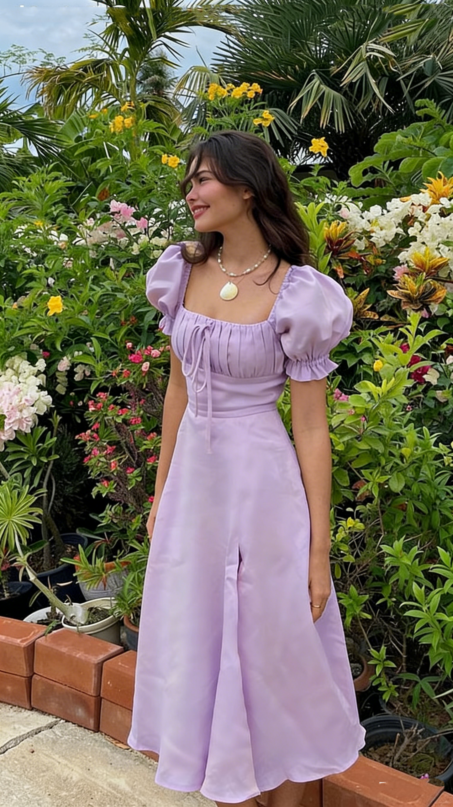 Light Yellow A-line Prom Dress with Puff Sleeves P1673