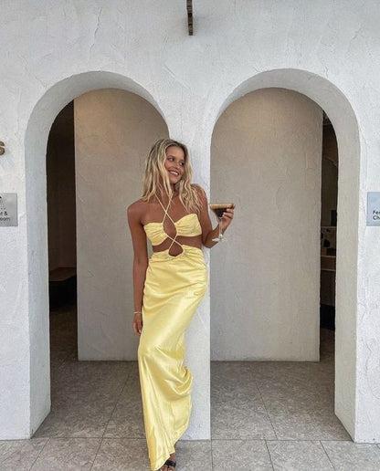 Sexy Mermaid Halter Yellow Prom Dress P1674  PreppyDress