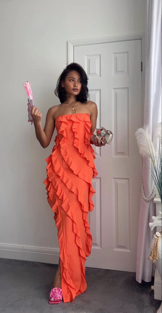 Sexy Sheath Strapless Floor Length Slit Prom Dress 1703