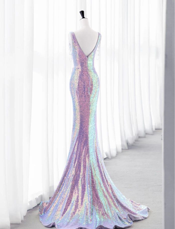 Luxurious Shiny Long Sequin Prom Dress P1714