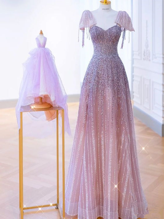 Luxurious A Line Straps Long Prom Dress P1715