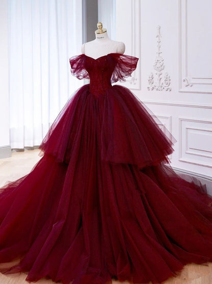 Ball Gown Off The Shoulder Tulle Red Sweet 16 Dresses P1734 PreppyDress Ball Gown Off The Shoulder Tulle Red Sweet 16 Dresses P1734 PreppyDress