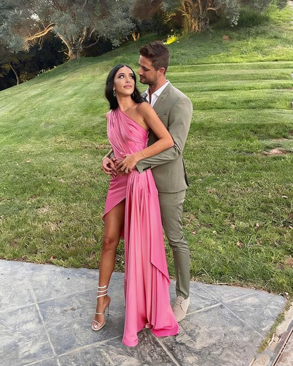 Sexy One Shoulder Satin Side Slit Long Evening Prom Dresses P1755 – PreppyDress