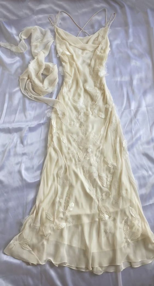 Sexy Sheath Straps Chiffon champagne Long Prom Dresses P1765