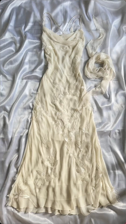 Sexy Scheiden-Träger Chiffon Champagner Lange Ballkleider P1765