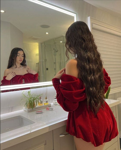 Sexy A-Linie Off-Shoulder Burgunderrot 18. Geburtstag Kleider Kurze Geburtstagsoutfits P1781