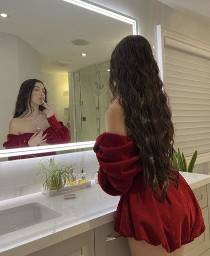 Sexy A-Linie Off-Shoulder Burgunderrot 18. Geburtstag Kleider Kurze Geburtstagsoutfits P1781