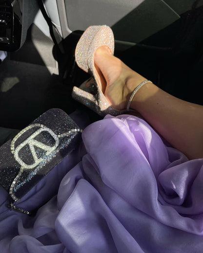 Simple A Line V Neckline Lilac Long Chiffon Prom Dresses P1791