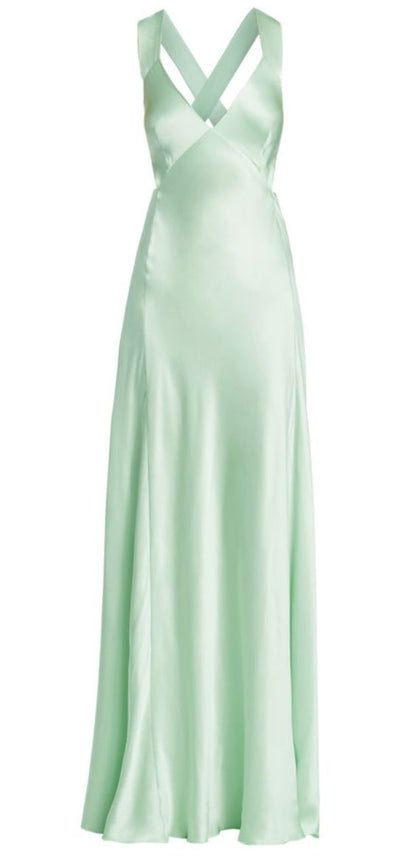 Einfaches A-Linien-Träger-Ballkleid in Mintgrün P1800