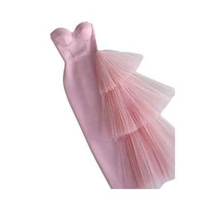 Einfaches Etui-Abendkleid mit Herzausschnitt in Pink, langes Ballkleid P1829