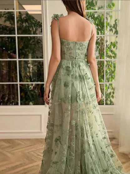green emerald velvet dress 3D Butterfly Off Shoulder Corset Gown by GLS Gloria GL3296 L / Sage main image 0