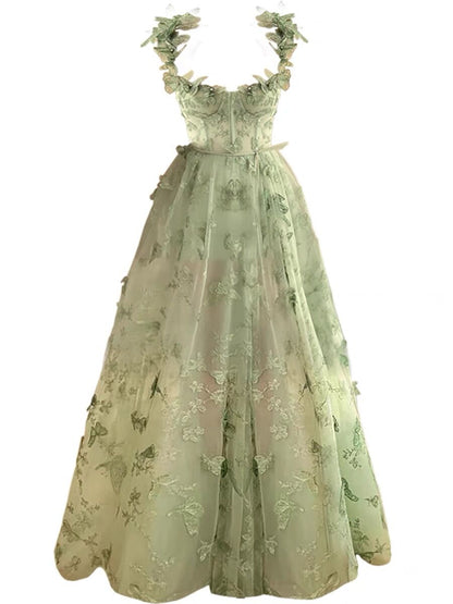slim fit dress slacks Ball Gown Sage Green Tulle Quinceanera Dress With Butterflies