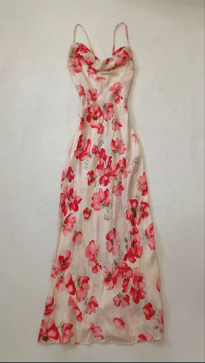 Sexy Meerjungfrauen-Abschlussballkleid mit Trägern, geblümt, rosa, P1854