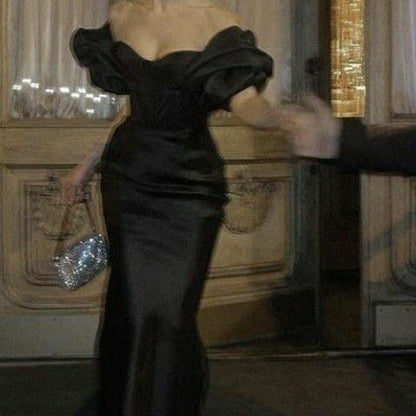 Magnifique robe de bal sirène Robes de bal noires à épaules dénudées P1858