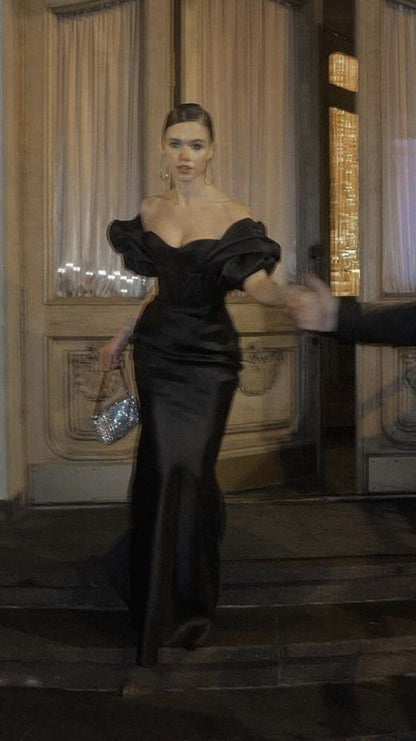Magnifique robe de bal sirène Robes de bal noires à épaules dénudées P1858
