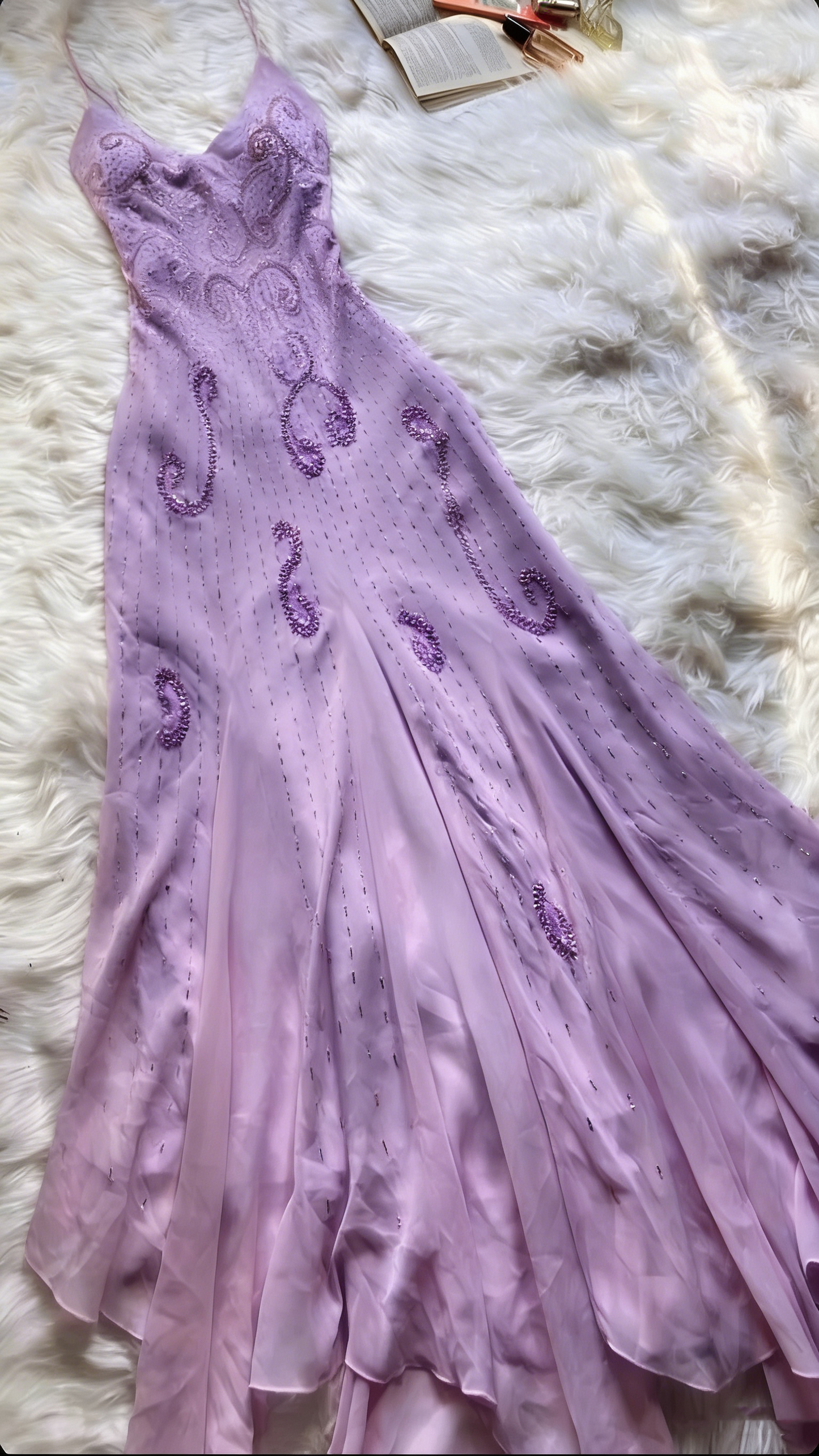 Belle robe de bal sirène en mousseline de soie rose avec perles, Robes de bal P1859