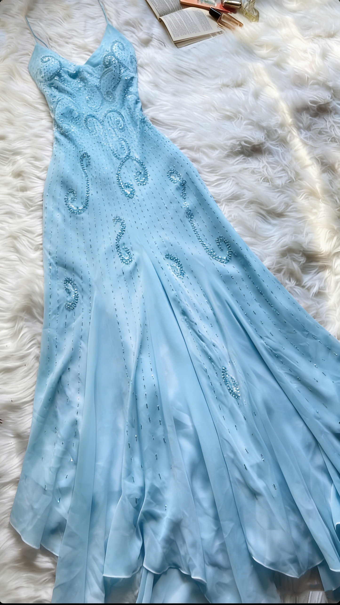 Belle robe de bal sirène en mousseline de soie rose avec perles, Robes de bal P1859