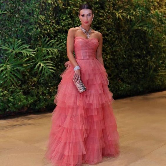 Ball Gown Tiered Prom Dresses Sweetheart Neckline Formal Dress P1889