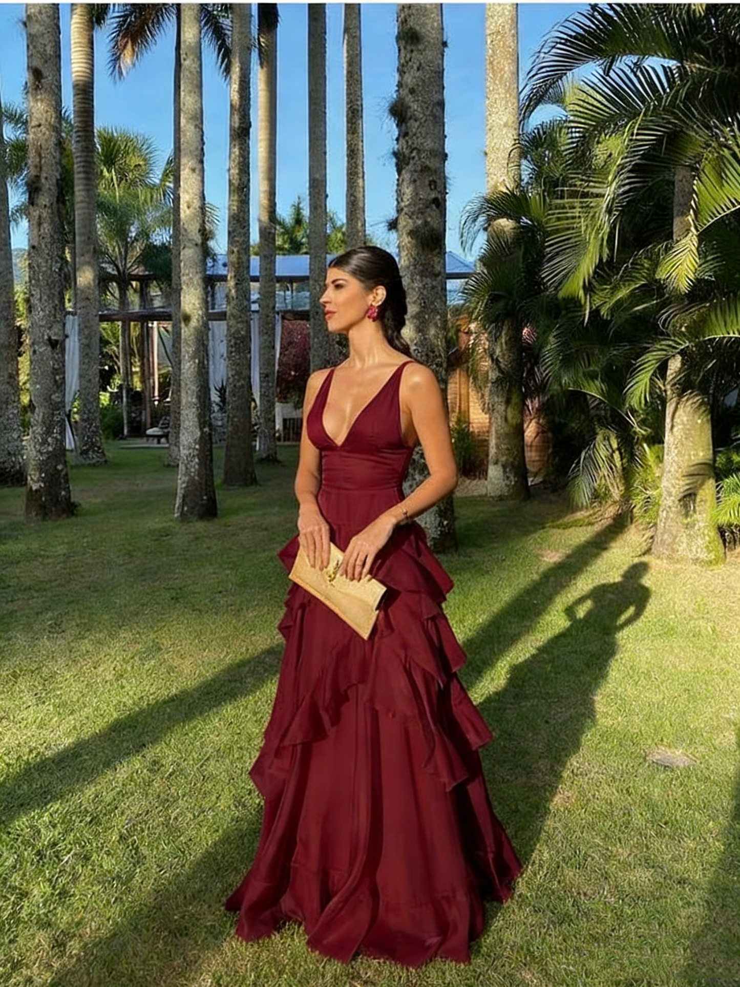 A Line Orange Long Prom Dresses V Neck Formal Dress Outfits P1899   PreppyDress