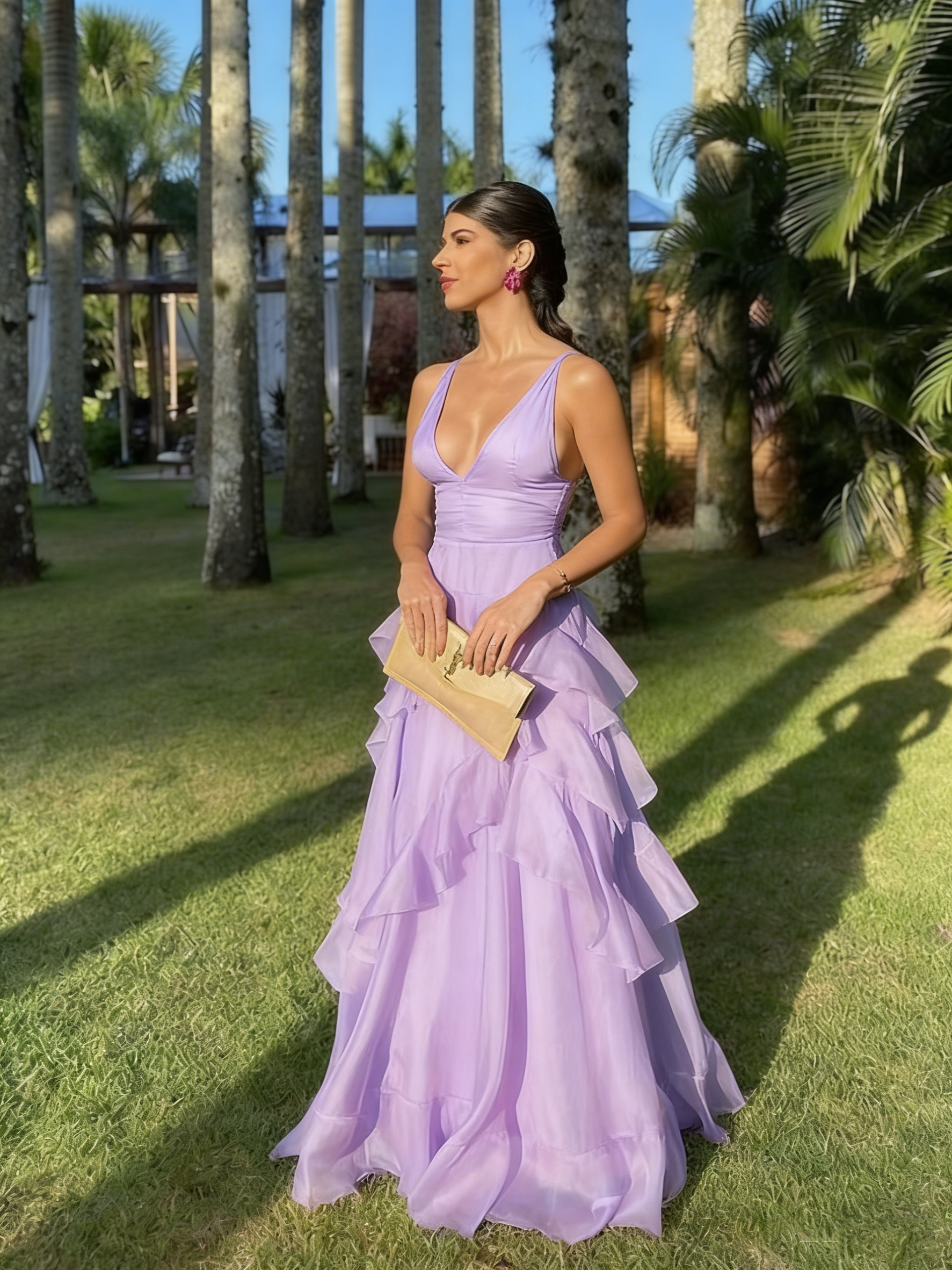 A Line Orange Long Prom Dresses V Neck Formal Dress Outfits P1899 – PreppyDress