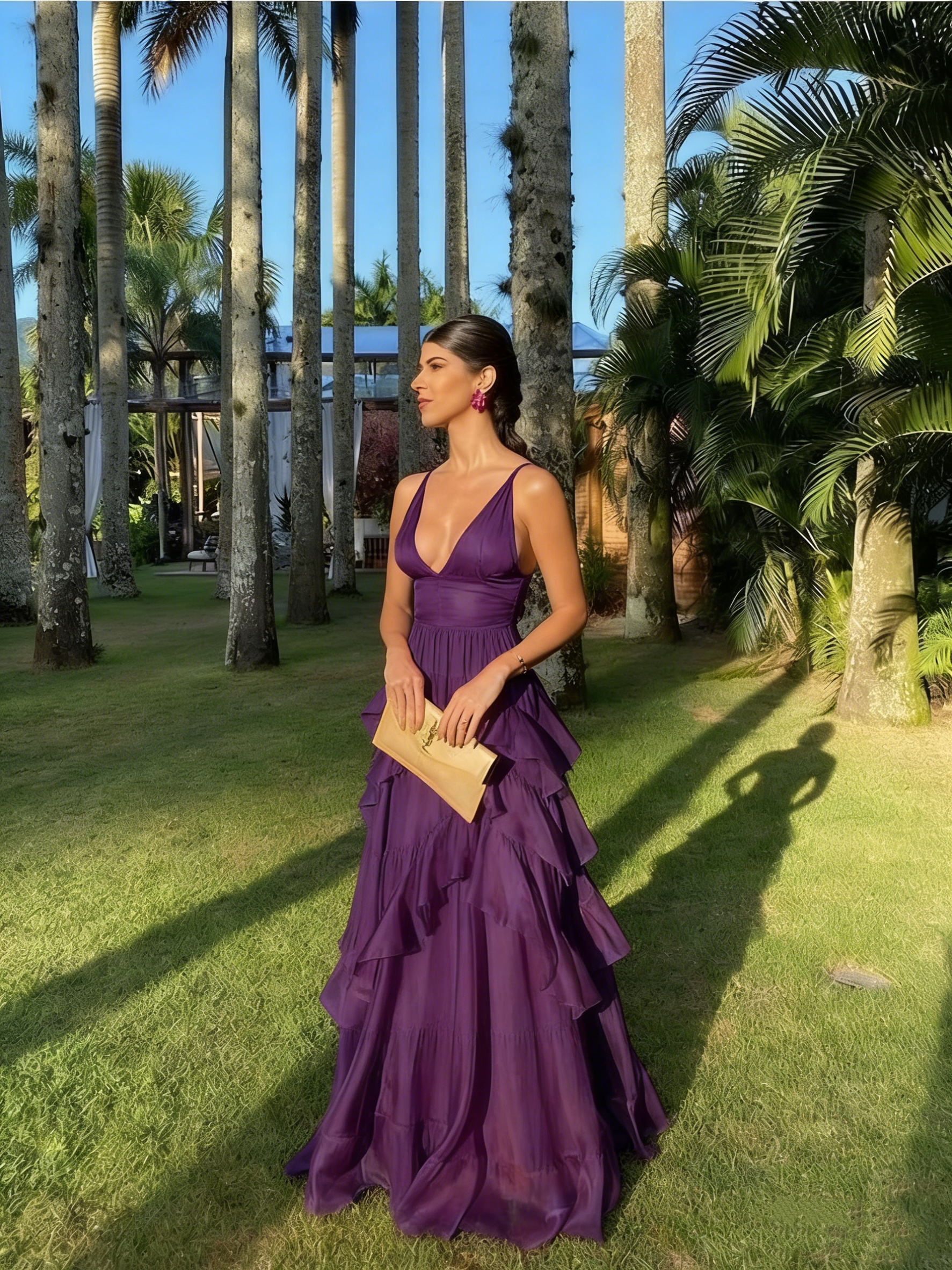 orange and purple prom dress Stunning A-Line V-Neck Orange Long Prom Dress With Appliques PSK434 US8 / As Picture