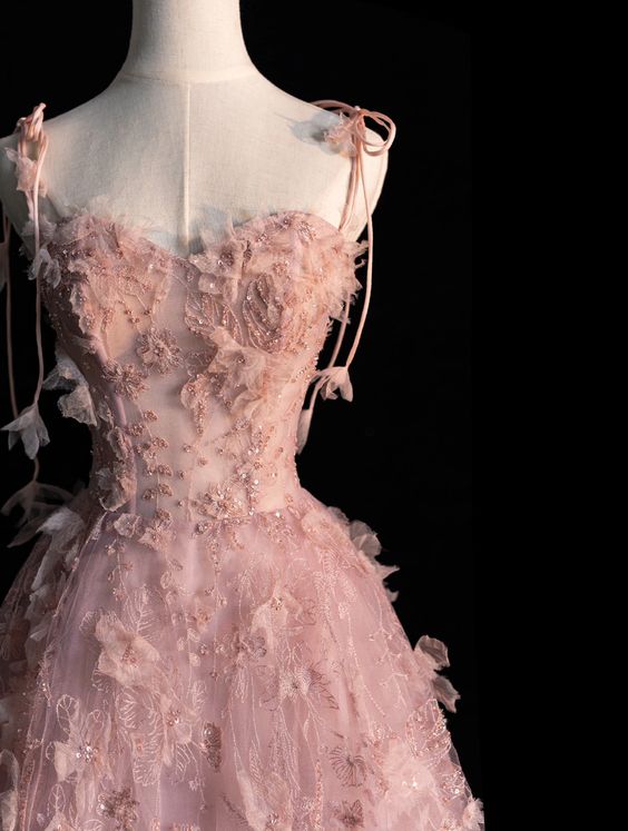 Fairy A line Spaghetti Straps Pink Tulle Prom Dresses for Teens P1927