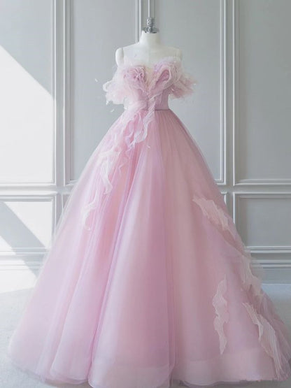 Feen-Ballkleid schulterfrei Tüll Ballkleider langes Partykleid P1938