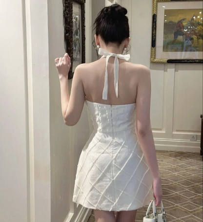 robe courte de soirée en satin chic, coupe trapèze, dos nu, pour 18e anniversaire P1950
