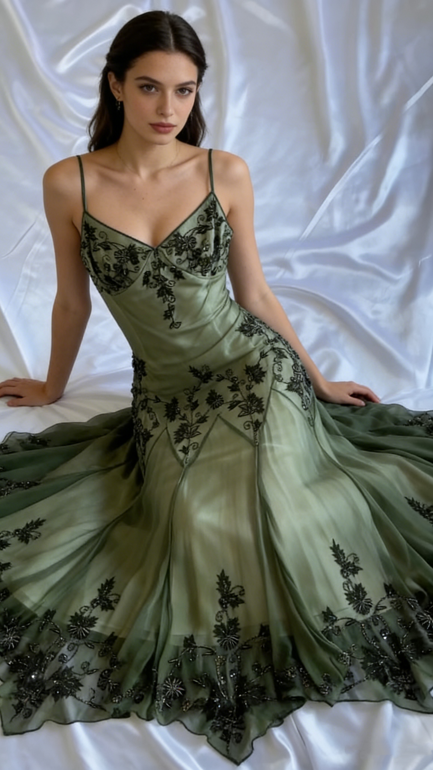 Vintage A line Straps Green Prom Dresses 22th Birthday Outfit P1973