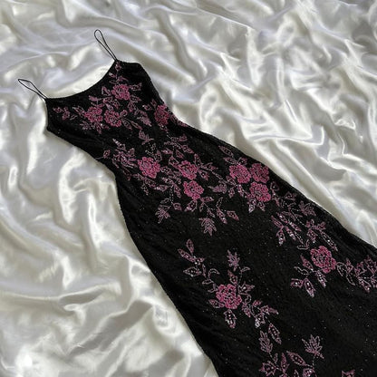 Vintage A line Straps Black Lace Prom Dresses 22th Birthday Outfit P1975