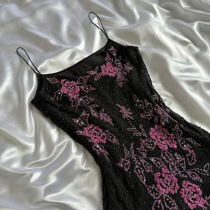 Vintage A line Straps Black Lace Prom Dresses 22th Birthday Outfit P1975