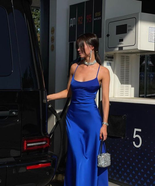 Sexy Sheath Straps Royal Blue Prom Dresses Evening Dress P2008