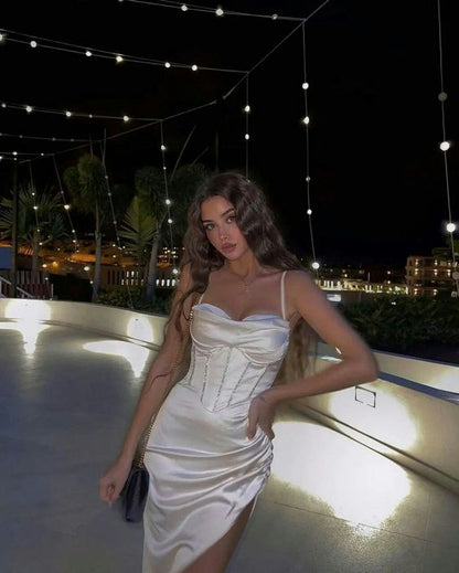 Robes de bal blanches à bretelles fourreau sexy, tenue d'anniversaire pour les 22 ans P2017
