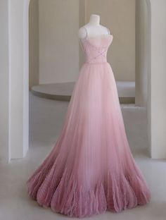 Prinzessin A-Linie Rosa Tüll Ballkleider Langes Abendkleid P2028