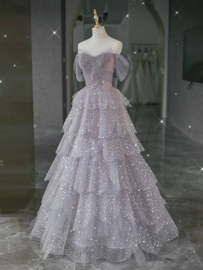 Robe de bal de soirée en tulle avec épaules dénudées P2032