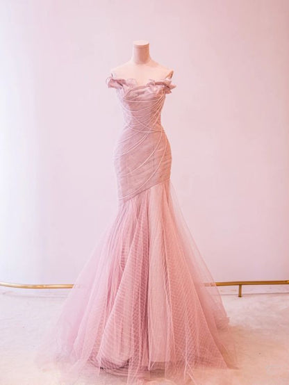 Feen-Meerjungfrau Trägerloses Pinkes Ballkleid Abendkleid P2040