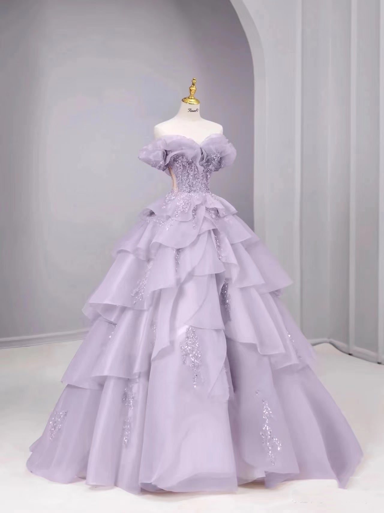 open lace back dress Fairy A Line Off The Shoulder Lilac Prom Dresses Evening Dress P2045 –  PreppyDress