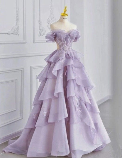 Fairy A Line Off The Shoulder Lilac Prom Dresses Evening Dress P2045 PreppyDress Fairy A Line Off The Shoulder Lilac Prom Dresses Evening Dress P2045 PreppyDress
