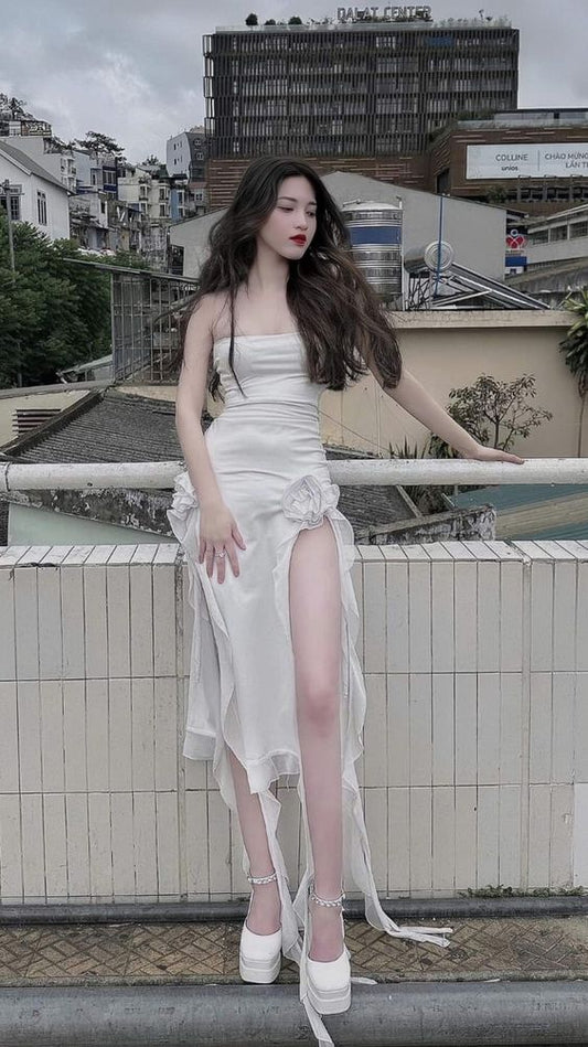 Sexy High Low Strapless White Prom Dresses 21th Birthday Outfit P2079
