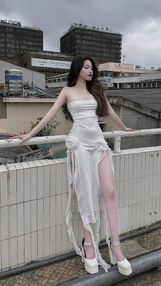 Sexy High Low Strapless White Prom Dresses 21th Birthday Outfit P2079