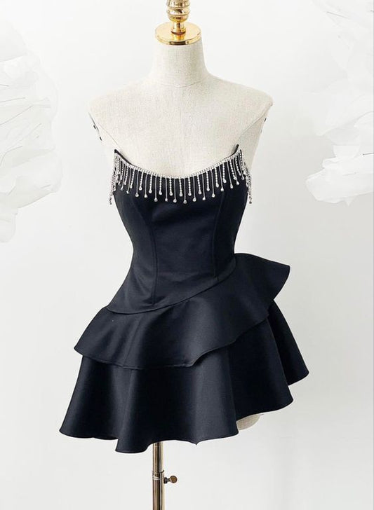 vintage a line satin homecoming dress 18th birthday outfits P2080