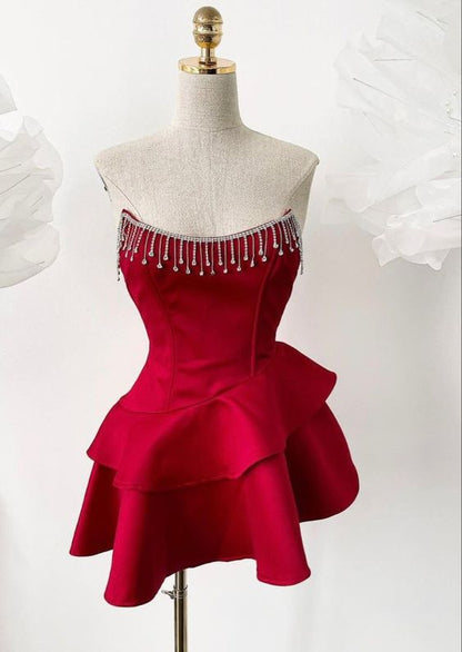 Vintage A-Linien-Satin-Heimkehrkleid Outfits zum 18. Geburtstag P2080