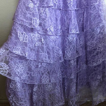 Lilac Lace Long prom Dress Party Dress 21th Birthday Outfits P2109