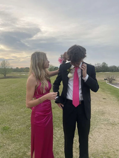 Sexy Meerjungfrau Langes Hot Pink Ballkleid zum 22. Geburtstag Outfits P2118
